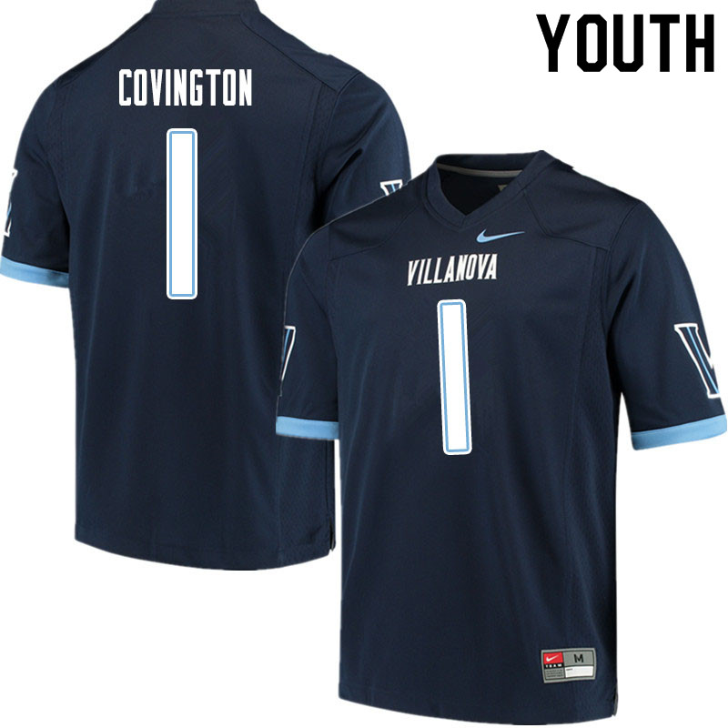Youth #1 Justin Covington Villanova Wildcats College Football Jerseys Sale-Navy